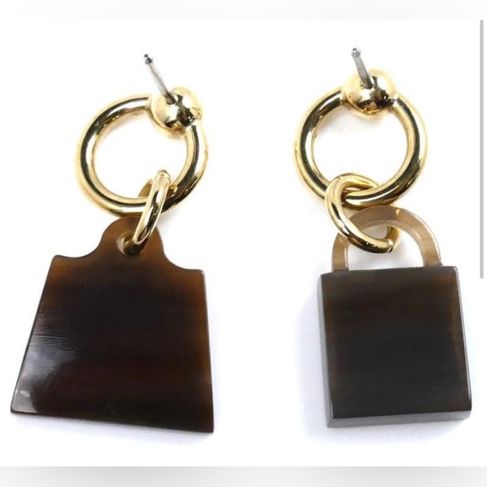 Hermès Authentic Amulet Maroquinier Kelly Cadena Earrings Brown Golden New W Box - Picture 9 of 16